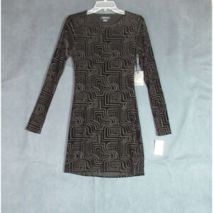 Trouve Dress Women Medium Black Velvet Geometric Dark Romance Goth Vamp Club NWT